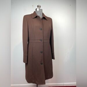 J.Crew Lady Coat Chocolate Brown Wool smaller size 14 see measurements
